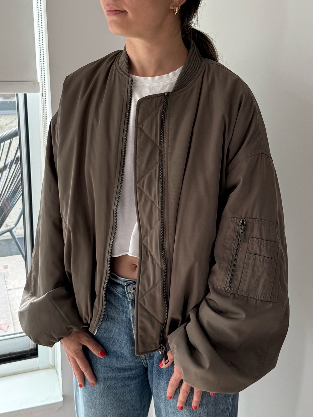 Zara Oversized Bomber Jacket - Small